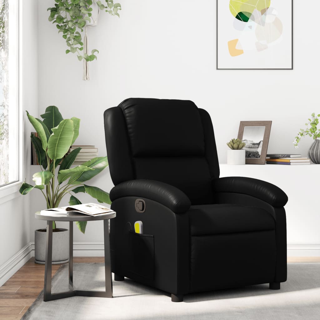 Massage Relax Chair Synthetic Leather Black