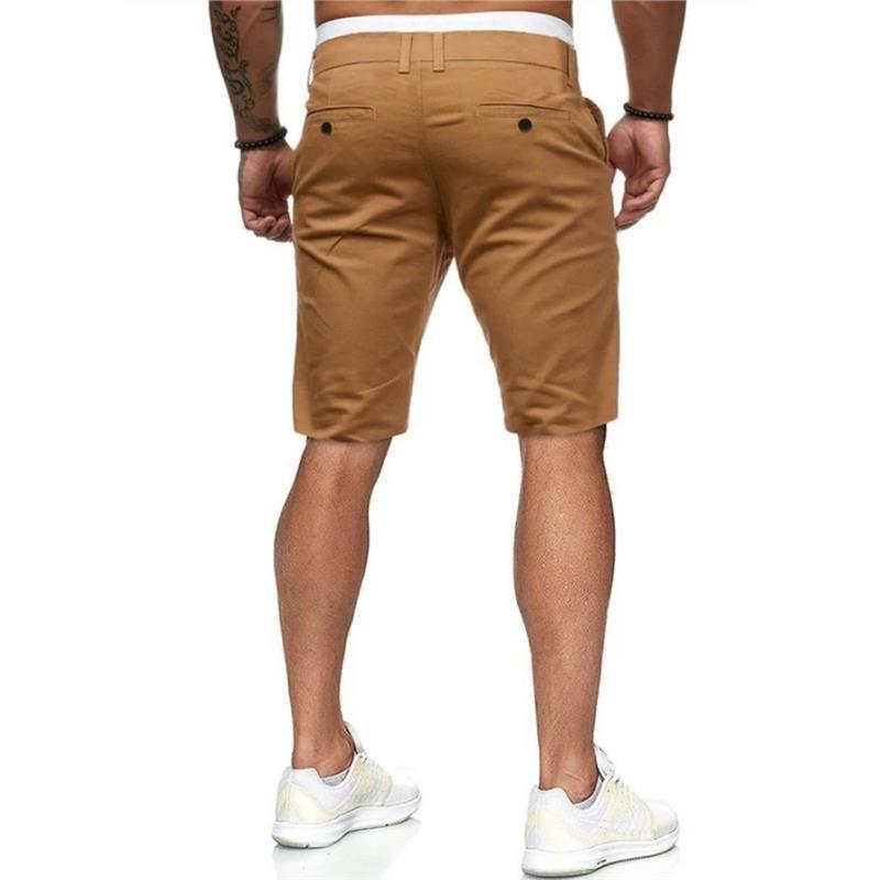 New Men Casual Fashion Solid Color Simple Slim Straight Shorts For Young Men