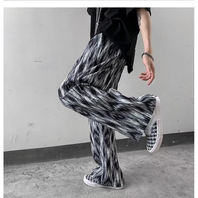 Mens Ice Tie-Dye Casual Pants American Style Thin Loose Straight Leg Hiphop Trousers