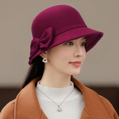 Bowler Hut Damen Vintage Eleganter Wollhut