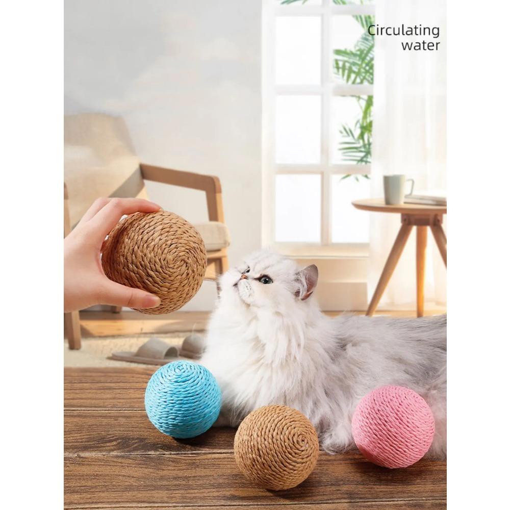 10CM Interactive Sisal Cat Scratching Ball Toy for Kitten Teeth Cleaning Anti Bite Cat Ball Sounding Toy Pet Supplies