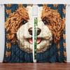 2 Panels Cute Textile Yarn Dog Pattern Window Curtains   Half Blackout Suitable for Artistic Home Decorative Curtains
