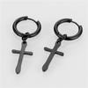 2PC Punk Stainless Steel Small Hoop Earrings for Men and Women Gothic Cross Ear Ring Pop Hip Hop Piercing Ear Studs Zircon