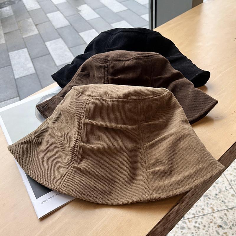 Vintage Corduroy Fisherman Hat With Wrinkled Design For Casual Spring And Fall Wear