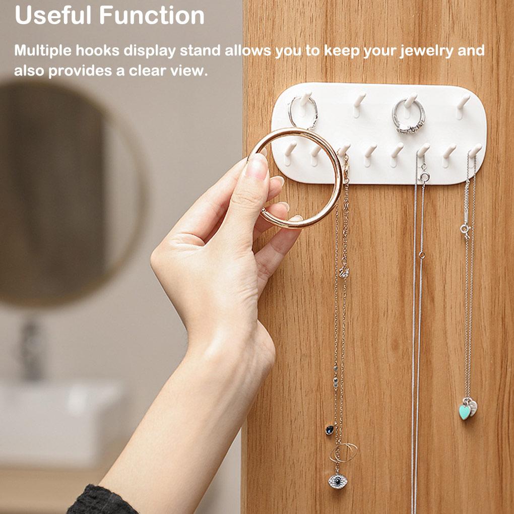 Hanging Jewelry Storage Rack Hooks Keys Mount Chains Wall Organizer Bedroom Kitchen Living Room Cabinet Bathroom Closet