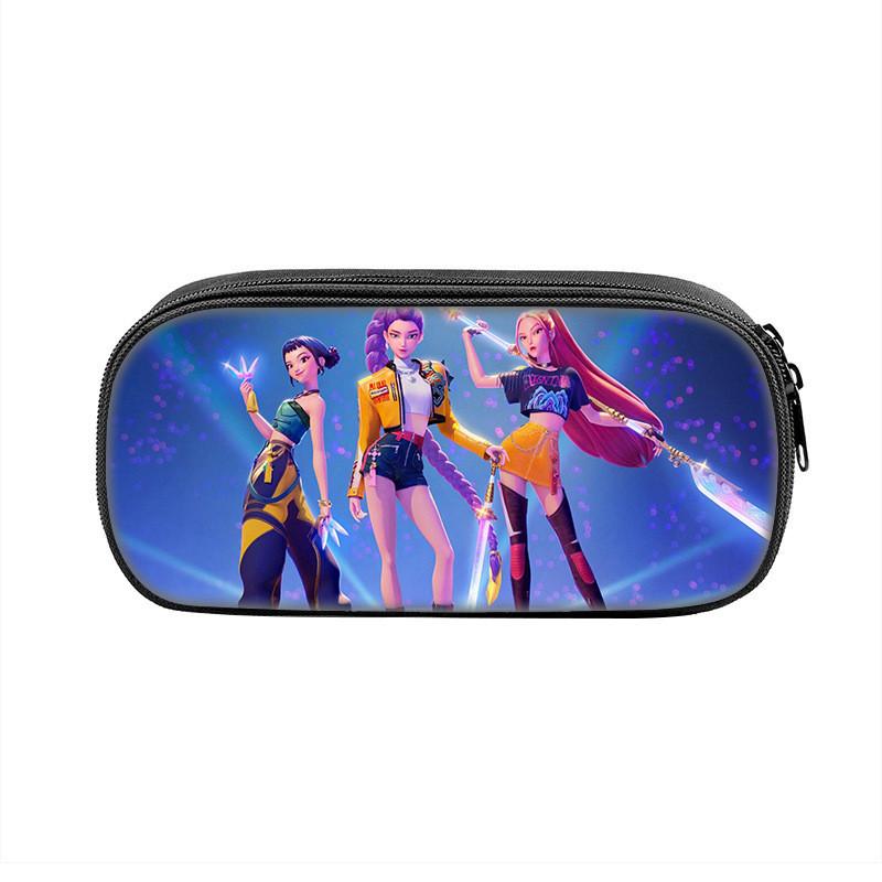 Kpop Demon Hunters Portable Pencil Pouch Nylon Storage Case For Kids And Teens