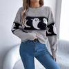 Autumn/Winter Women's Hoodie Halloween-themed Ghost Contrast-colour Long-sleeved Pullover Women's Knitted Sweater Top