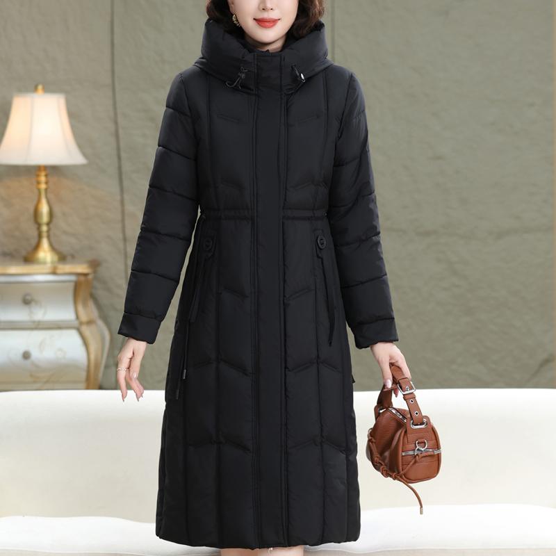Plus Size XL-5XL Middle Age Women Long Coats Winter Parkas Hooded Thick Warm Elegant Women's Jackets
