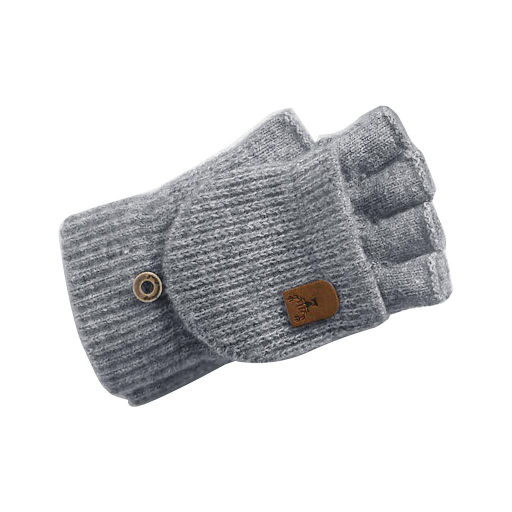 Screen Touch Half Finger Gloves for Students Knitting Thick Warm Gloves Winter Autumn Cuff Gloves Indoor Hand Warmers