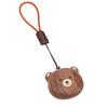 Bear Head Keychain Black Walnut Wood Keyring Phone Strap Cartoon Keyring Bag Decoration Accessory