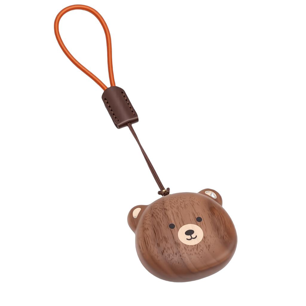 Bear Head Keychain Black Walnut Wood Keyring Phone Strap Cartoon Keyring Bag Decoration Accessory