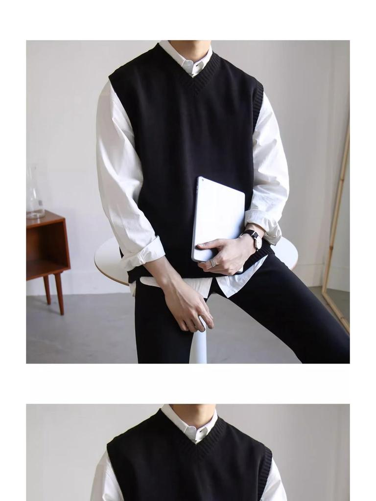 2023 Men's Trendy V-Neck Sleeveless Knit Sweater Vest