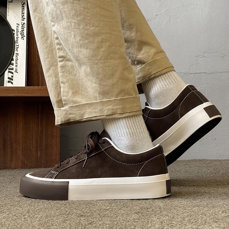 Outdoor four-season solid-color striped men's casual board shoe breathable walking shoes soft-soled comfortable and trendy shoes