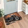 1pc, 2D Flat Printing, Vintage Cruiser Motorcycle Distressed Red Brick Pattern Door Mat, Non-Slip Machine Washable Easy Clean Polyester Rug, Suitable 