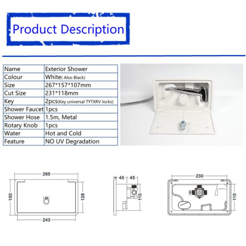 Practical RV Shower Box Kit 1Set Faucet Motorhome Accessories Caravan External Shower Box