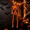 Scary Doorway Hanger 40cm Pumpkin Head Skeleton for Halloween Decoration, Movable Joint Indoor Hanging Ghost Skull Figurine with Lanyard, Spooky Party