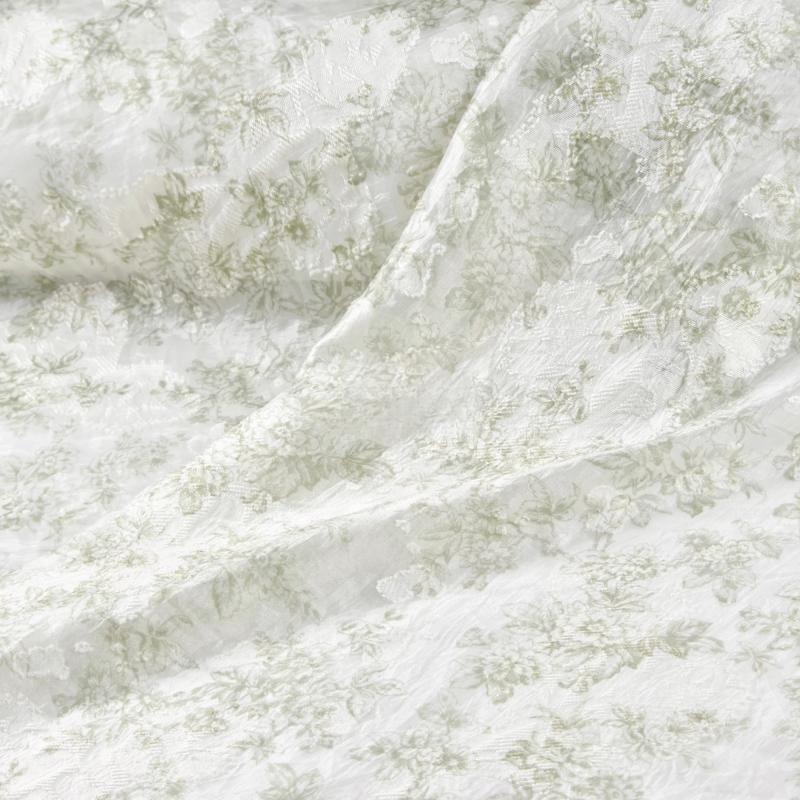 

Pearl-like semi-transparent pale green printed organza fabric suitable for wedding dresses formal gowns designer clothing fabric 1.2M&1M светло-зеленый