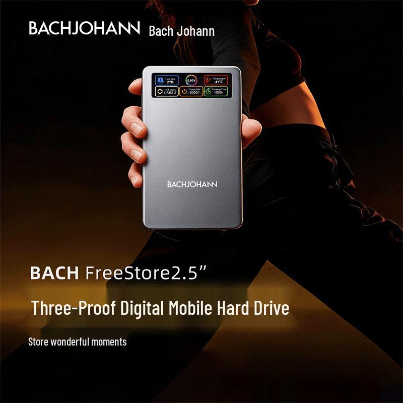 Bach John HD-01 Rugged 1TB Portable External Hard Drive with Digital Display
