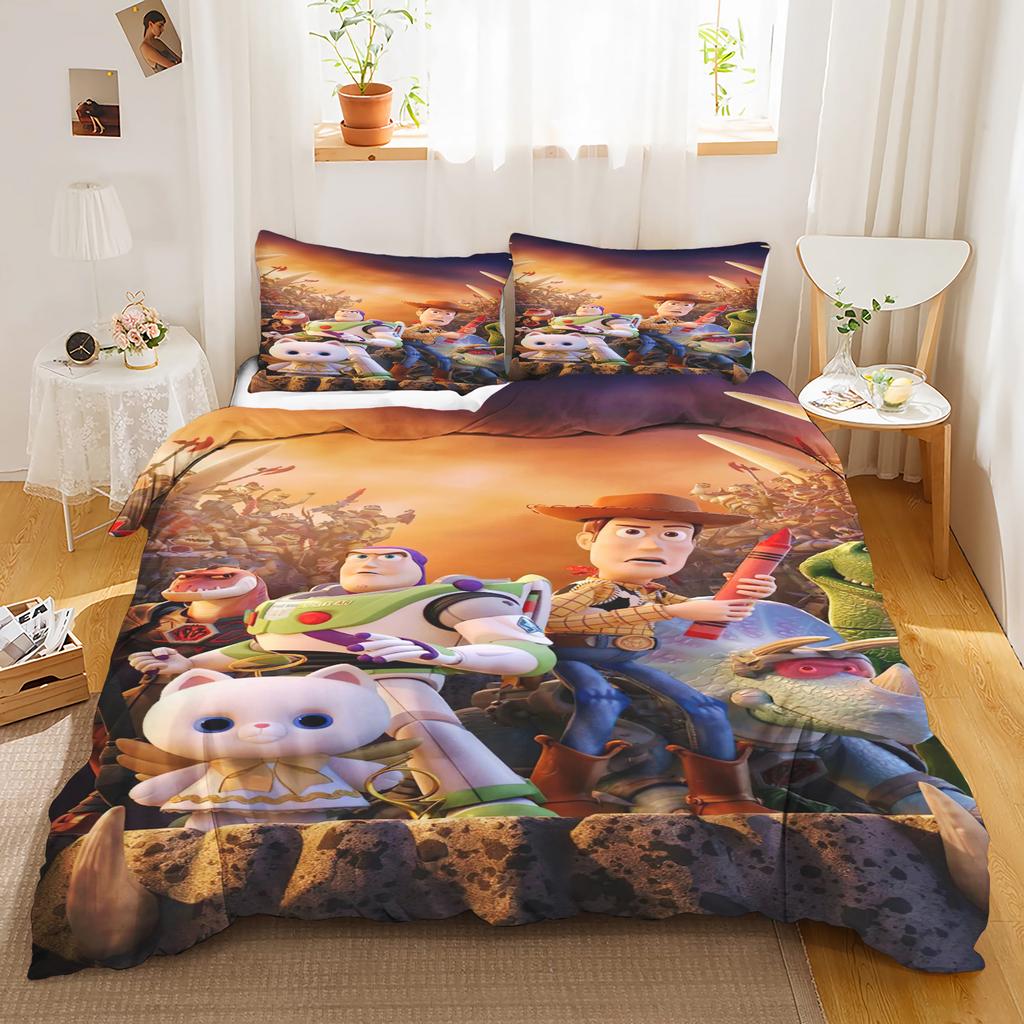 Toy Story Anime Zuhause Schlafzimmer Komfort Nordisches Polyester Material Geeignet für Kinder und Erwachsene 3-teiliges Set