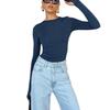 2026 Women's Slim Fit Solid Color Long Sleeve T-Shirt - European & American Style Spring Collection
