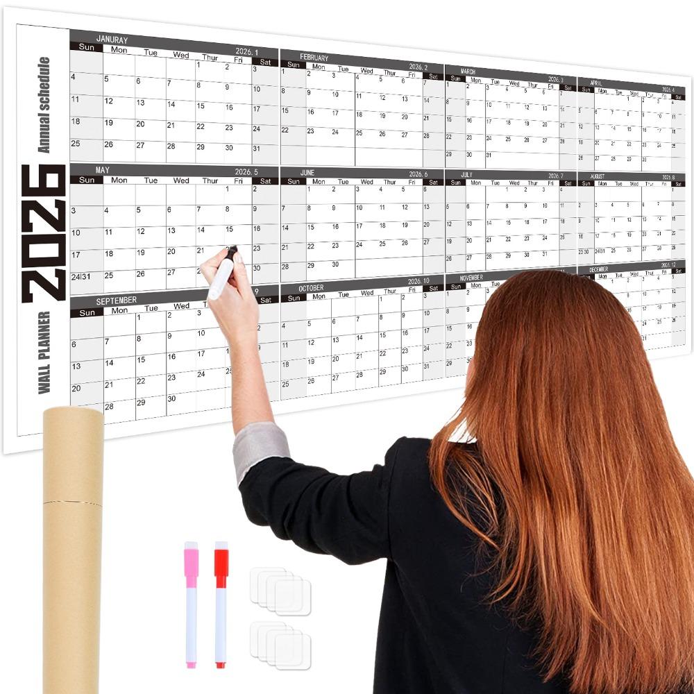 Colorful Large Size Calendar 42x100cm 12 Month Calendar Durable Monthly Planner Calendar  Home Use