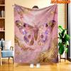 1pc Dreamy Stardust Pink-Purple Moth Print Blanket - Soft Flannel Suitable for All Seasons, Cozy Bedspread & Couch Throw, Machine Washable Bedding Gif