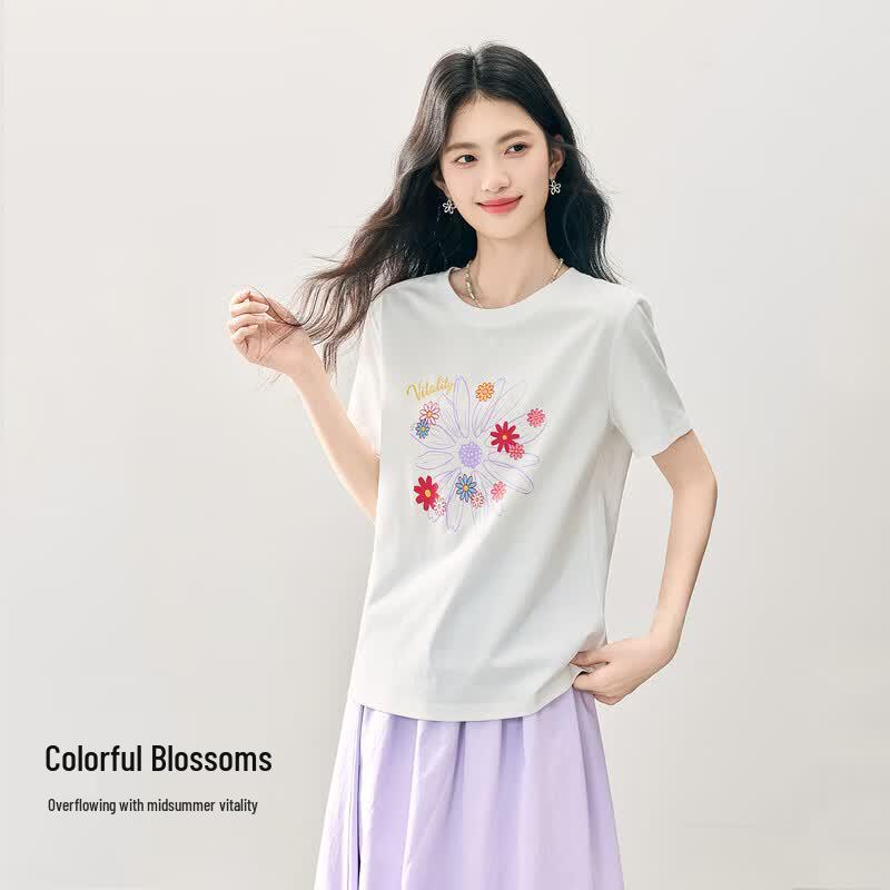 Women s Korean Style Floral Print T-Shirt 2XL