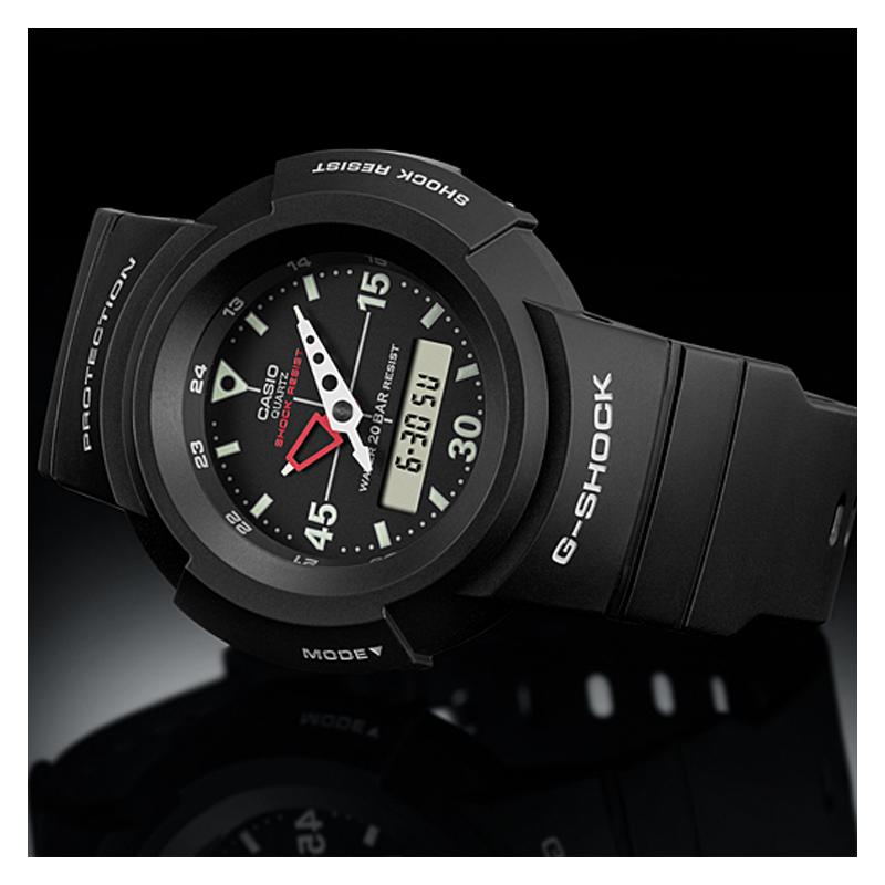 Casio Série Display Duplo LCD/Ponteiro Série G-SHOCK Retorno Retro Moda de Rua Casual À Prova d'Água e de Choque Esportivo Movimento a Quartzo AW-500E-1EPRD