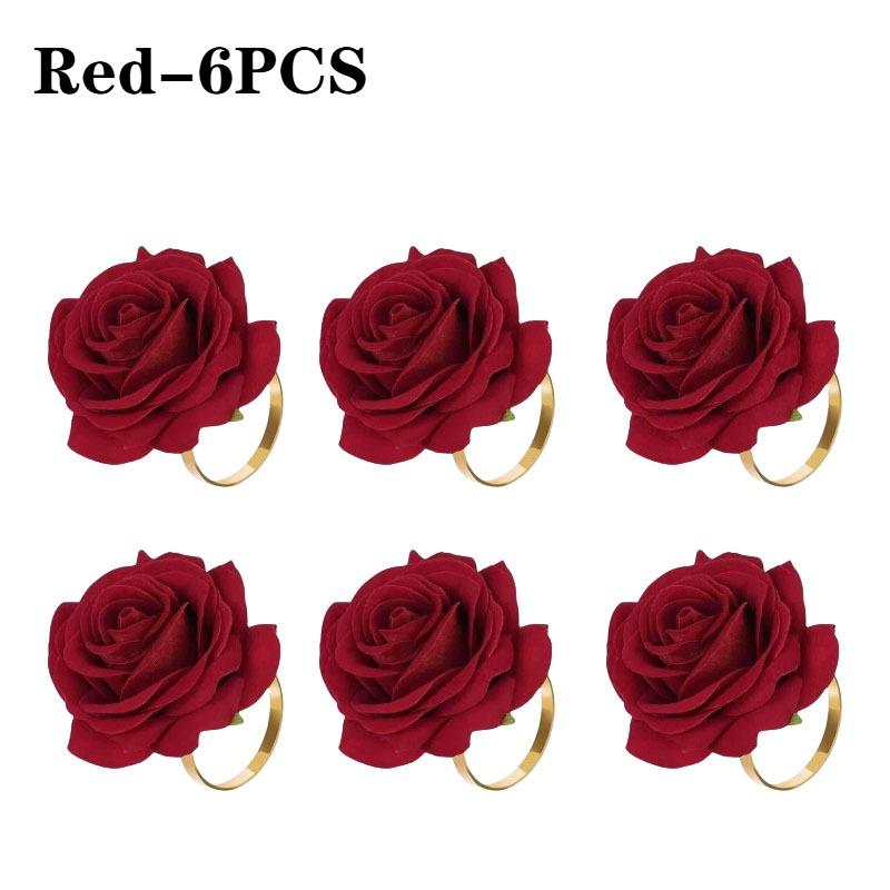 Valentine's Day Christmas Rose Napkin Rings Wedding Banquet Hotel Table Setting Decor DinnerNapkin Holders for Special Occasions