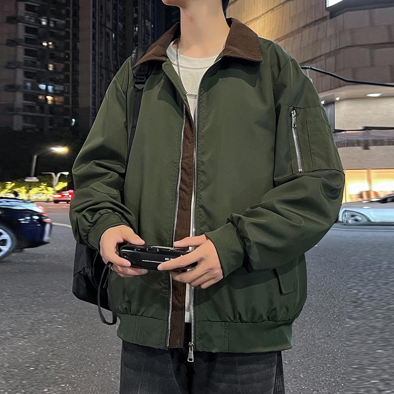 2025 Men's Corduroy Bomber Jacket with Lapel - Autumn Outerwear