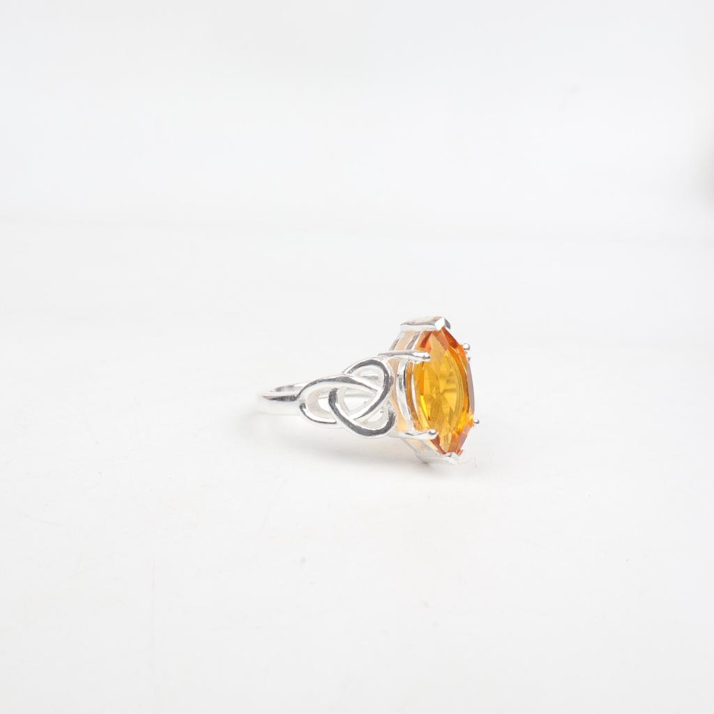 Natural Citrine Gemstone 925 Sterling Silver Jewelry Women's  Boho Ring For Gift CZR-5-4