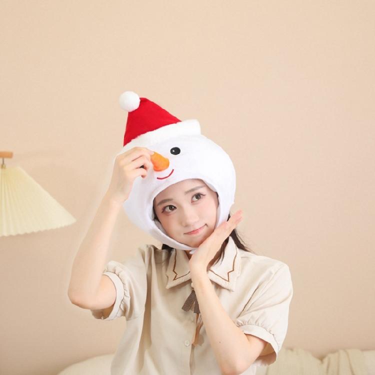 Plush Snowman Headgear Christmas Hat for Adults Warm Winter Festives Accessory Comfortable Santa Costume Headgear