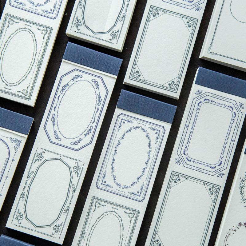 Yoofun 50sheets Aesthetic Vintage Frame Memo Pad Paper for Scrapbooking Junk Journal School DIY Stationery Supplies
