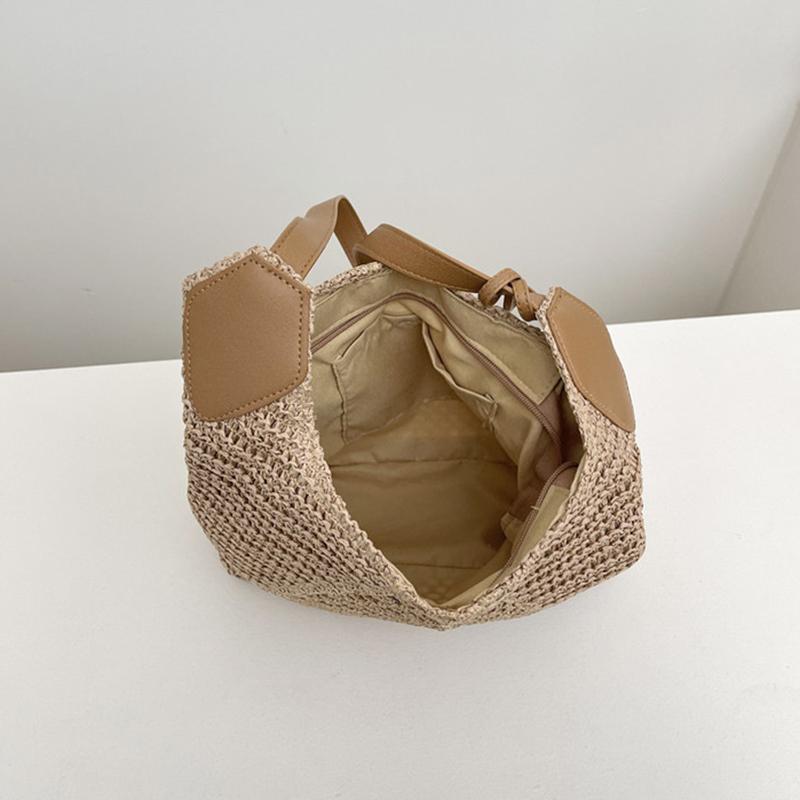 Yogodlns Borsa in Paglia Intrecciata Versatile da Appendere Estiva alla Moda con Lavorazione a Intreccio Vuota Borsa da Spiaggia in Erba Intrecciata a Mano Borsa a Spalla Singola da Donna