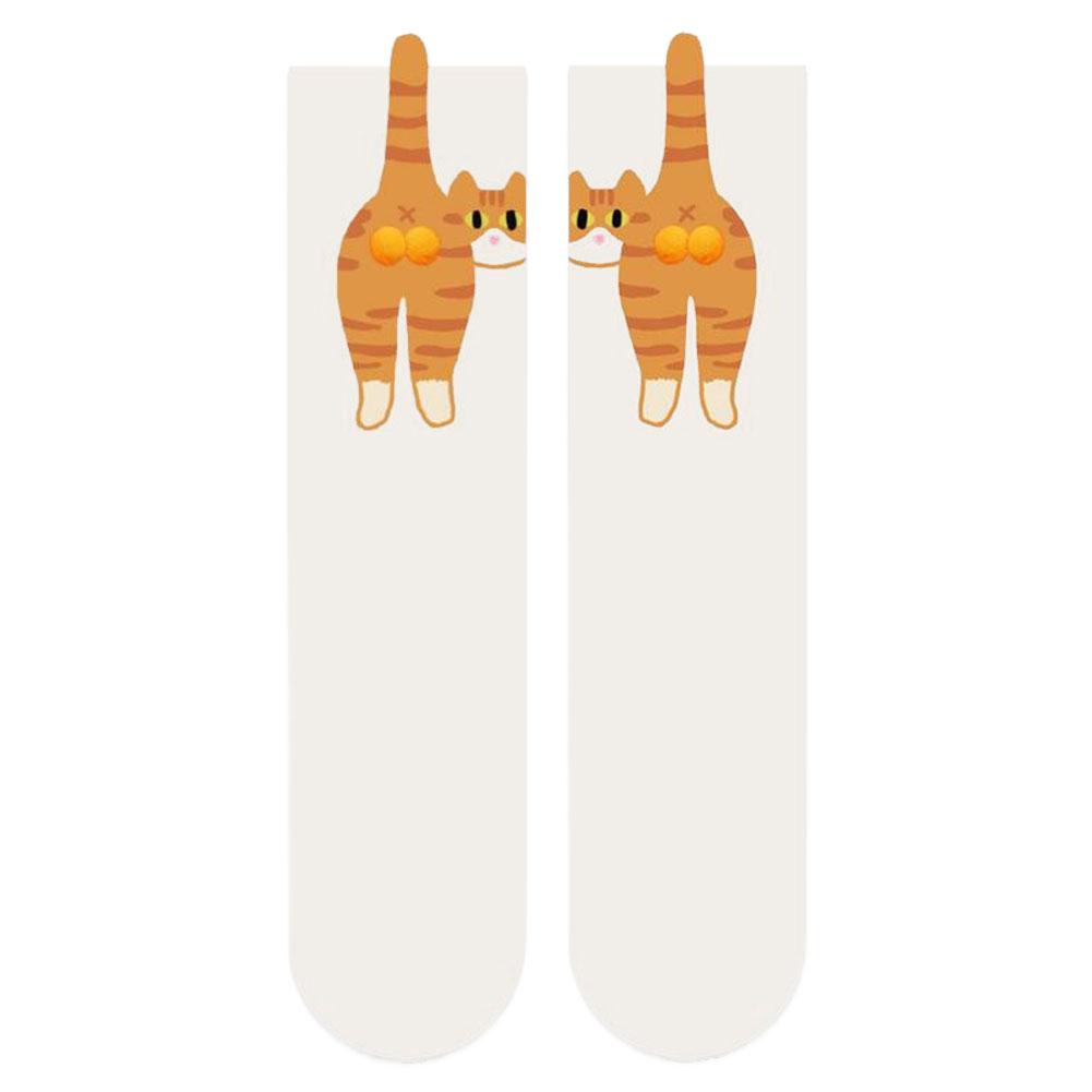 Funny Cotton Socks with Balls Cartoon Animal Socks Breathable Cat Middle Tube Socks Novelty Gifts for Cat Lovers