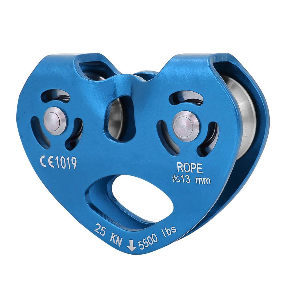25KN Aluminium Alloy Heavy Duty Single Swivel Rope Pulley Block Climbing (blue)