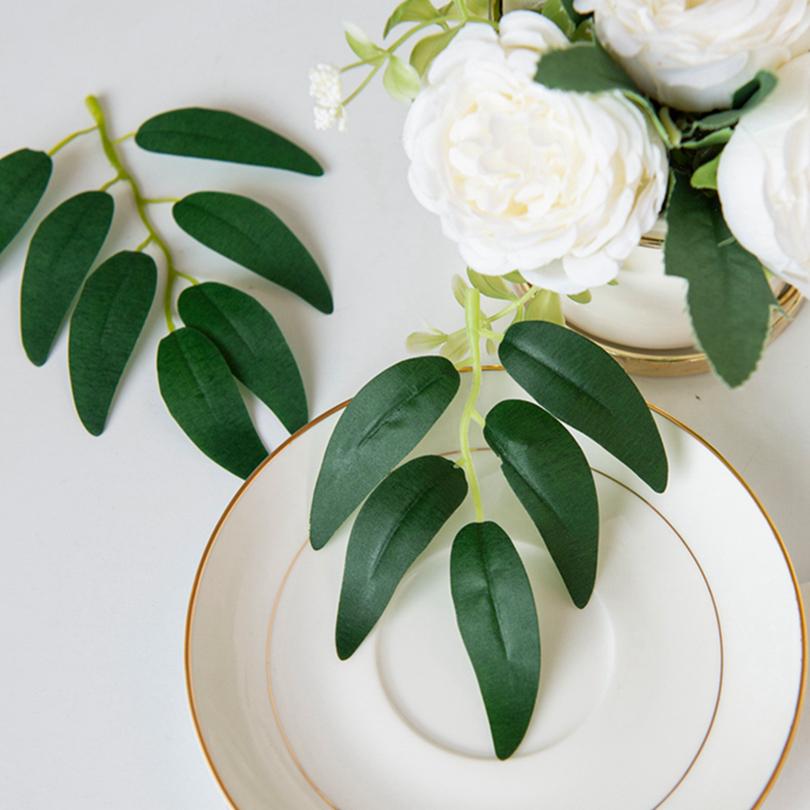 50/100pcs Green Silk Flowers Willow Leaves Diy Gift Festival Decoration Wreaths Home Table Wedding Accessories Artificial Plants