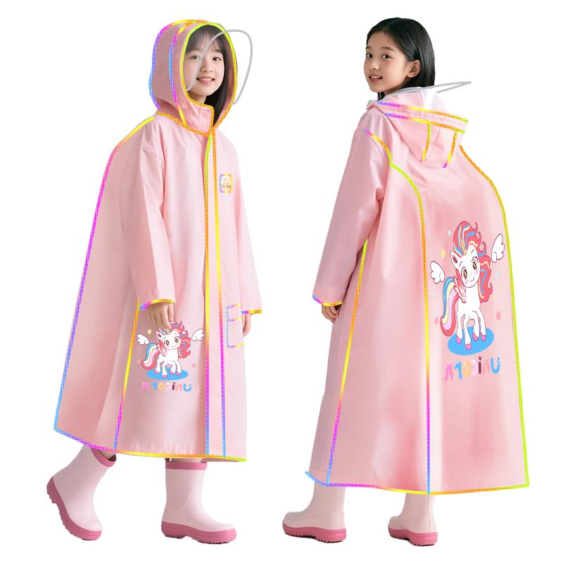 Hot Selling EVA Reusable Rain Coat Poncho Jacket Waterproof for Kids Children Custom School Girls Boys Long Cartoon Raincoats M
