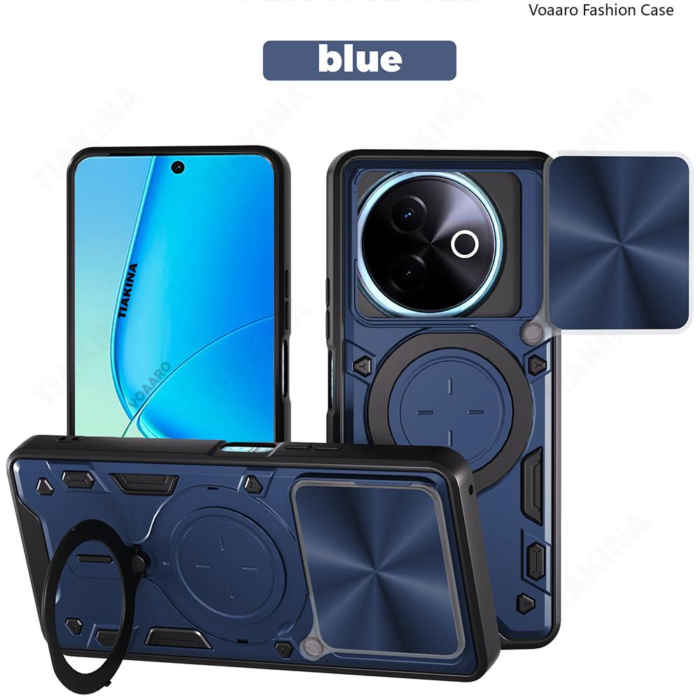Slide Lens Armor Funda for Vivo Y39 5G Global Case for Vivo Y300i 5G China Case Magnetic Ring Stand Holder Protective Back Cover
