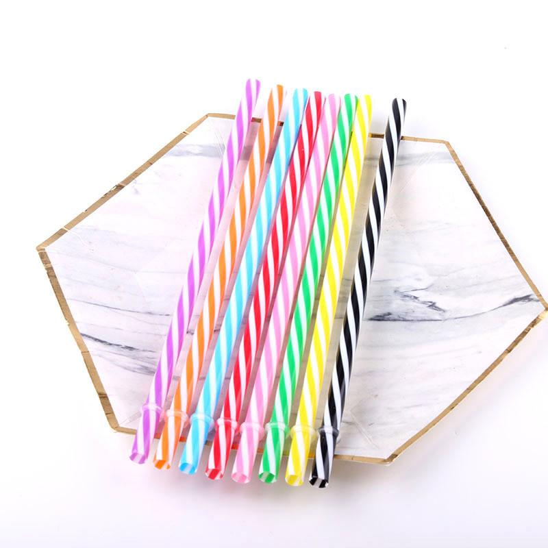 Food Grade Pp Striped Drinking Straws With Ring For Party Catering And Beverage Service