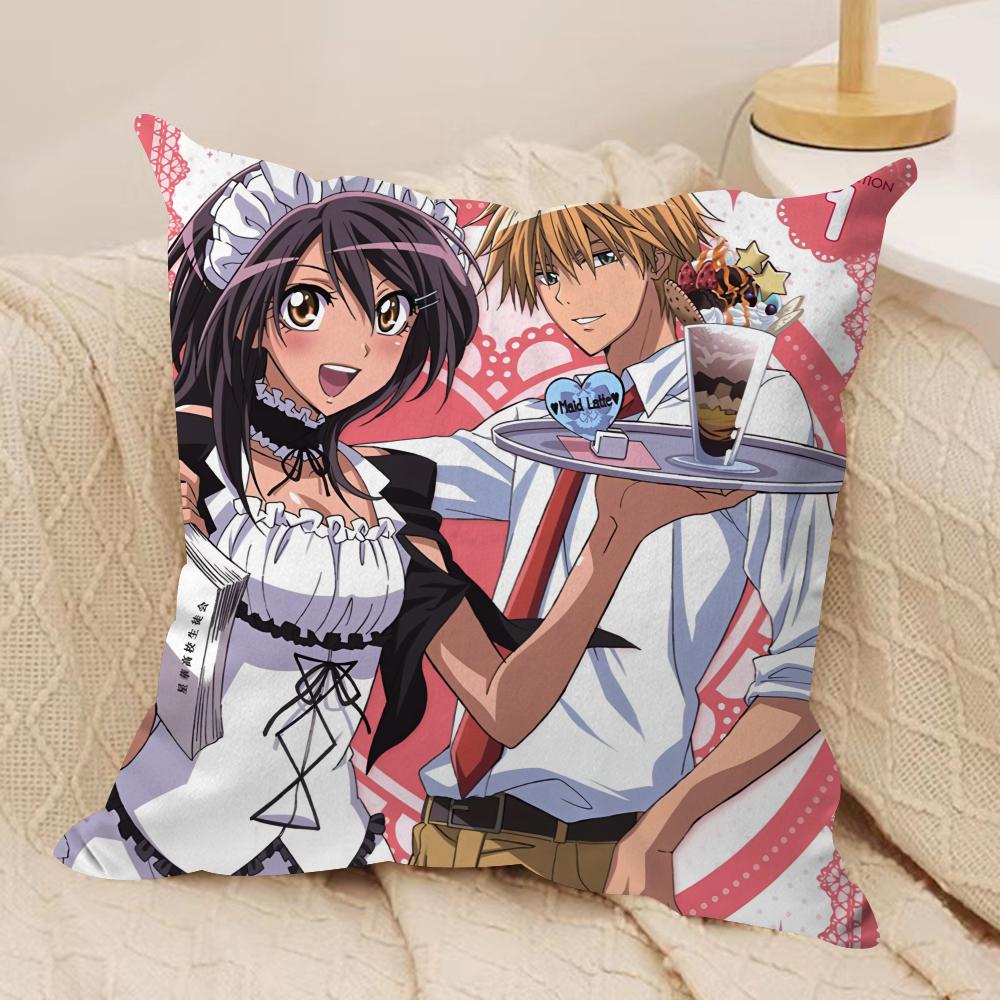 Japanese Anime M-Maid Sama Cushion Cover Silky Short Plush Invisible Zipper Dustproof Sofa Pillow Case For Home Decor