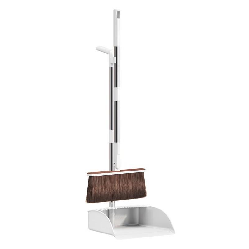 Soft Bristle Broom and Dustpan Set with Scraper