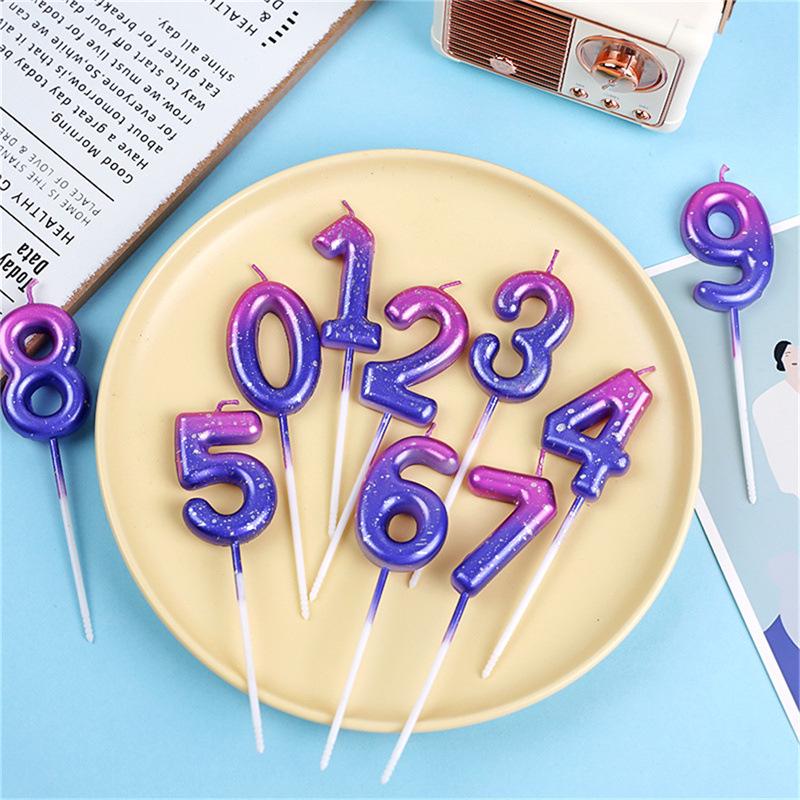 Galaxy Gradient Birthday Number Candles: Starry Sky Cake Toppers for Kids' Parties