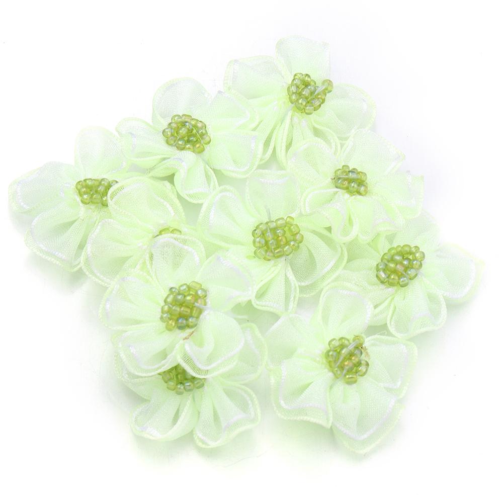 10pcs 3cm Gauze Artificial Flowers Colorful Double Layer Flower Head For DIY Handmade Wedding Party Clothing Headwear Decoration