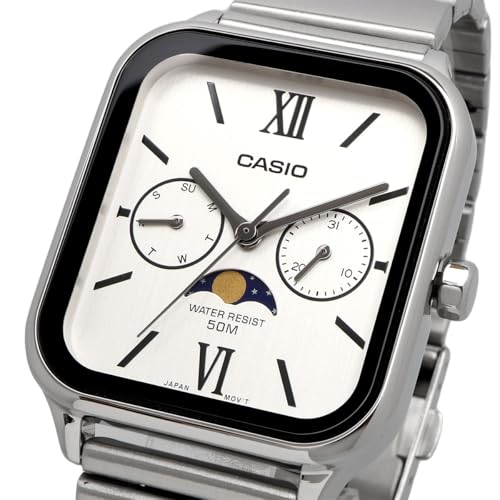 CASIO Standart Ay Fazlı Analog Erkek Kol Saati MTP-M305D-7A2V Metal Kordon Gümüş Yurt Dışı Model