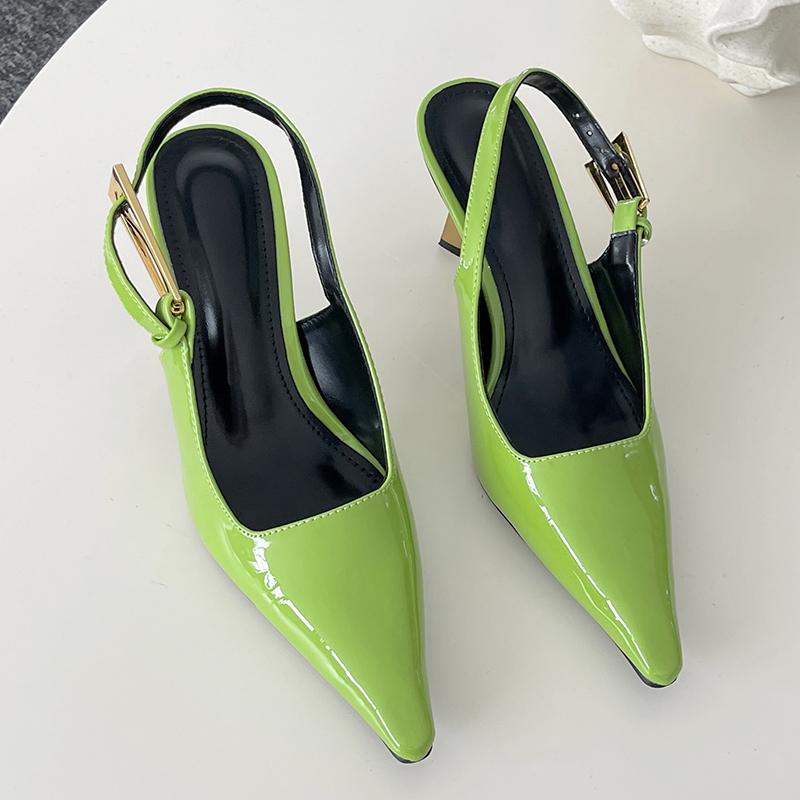 

Модные зеленые женские туфли-лодочки Модная обувь Сандалии Туфли для женщин Мелкий острый носок Женские тонкие высокие каблуки Ремешок с пряжкой Обувь 5(foot 225mm) зелёный