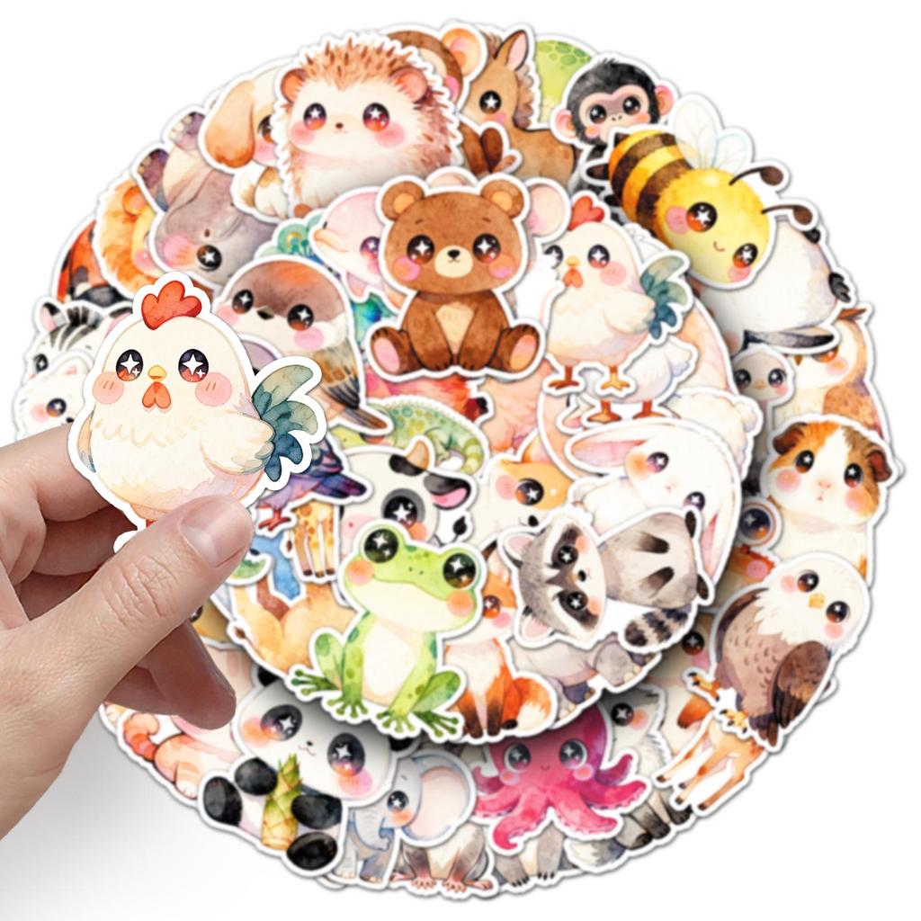 55 Cute Large-Eye Animal Stickers for Journals, Thermos Cups, Refrigerators, and More