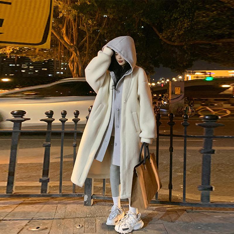 Thicken Parka Women Casual Hoodie Fake Two Pieces Fleece Long Coat Female Fashion Loose Chic Warm Soft Lady Outwears
