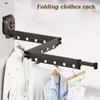 Non Perforated Suction Cup Wall Mounted Folding Clothes Rack Saves Space Room Balcony Invisible Telescopic Clothes Rack