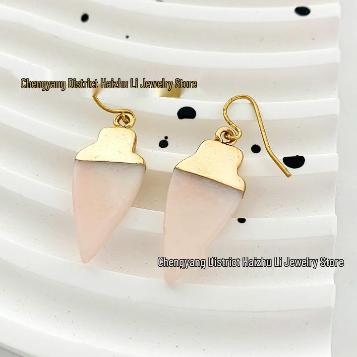 

Versatile Geometric Pink Stone Earrings: European & American Style